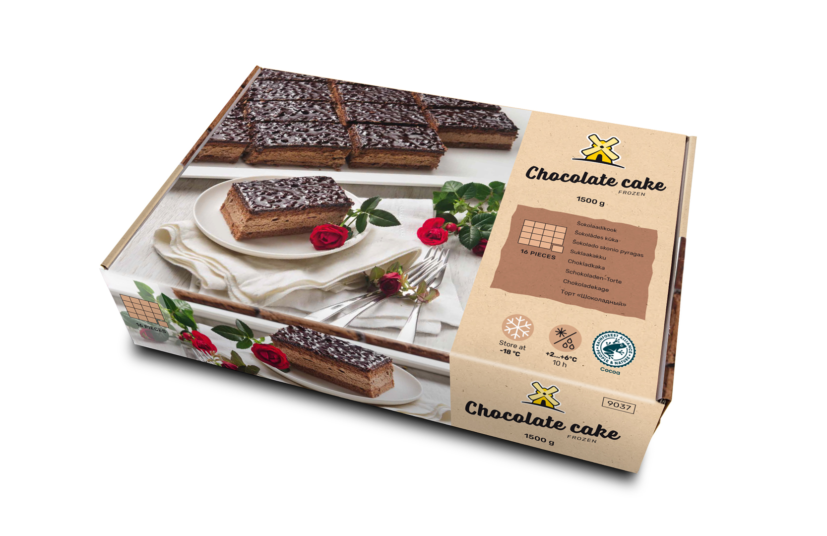 Chocolate cake 1500g / 16 slices (3 saman í kassa)