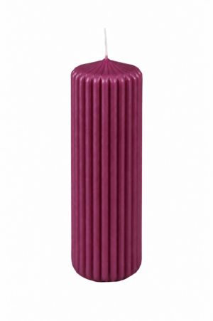 Riffluð kubbakerti 6x18cm Dust plum (12)