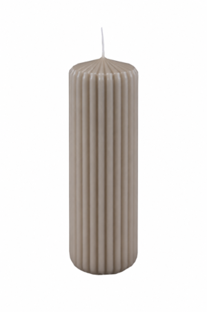 Riffluð kubbakerti 6x18cm Dark sand (12)