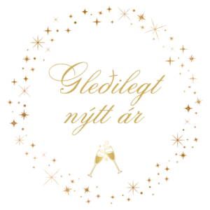Serv: Gleðilegt nýtt ár 2 White/gold staup33x33 (12)