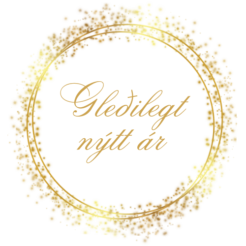 Serv: Gleðilegt nýtt ár White/gold 33x33 (12)